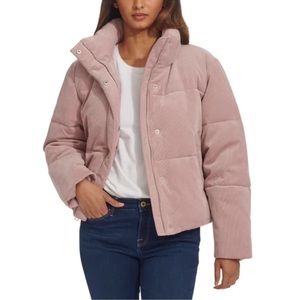 NEW Levi’s Corduroy Quilted Zip-Up Puffer Stand Collar Pink Zip Jacket, Size XL